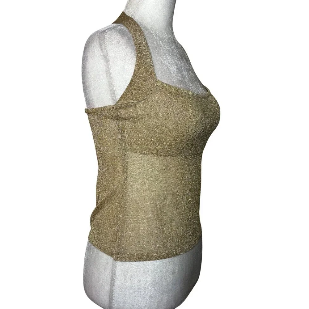 LIONESS Palisades Halter in Oyster XLarge New Womens Knit Gold Top
